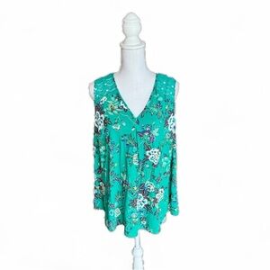 Daniel Rainn Women's Blouse Top Green V-neck Lace Shoulders Pullover Size 2X